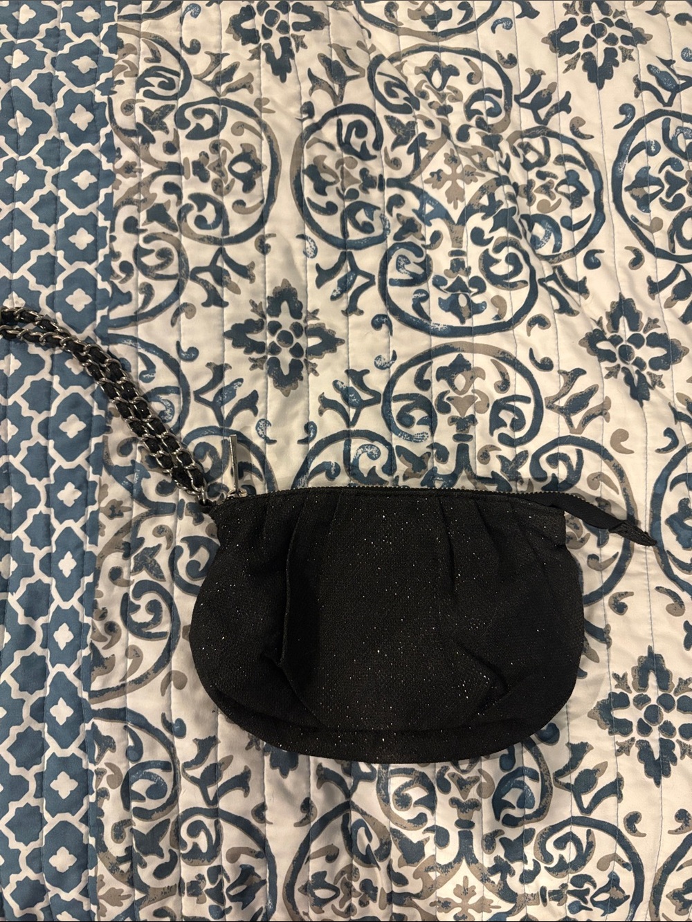 Express Black Glitter Wristlet Clutch